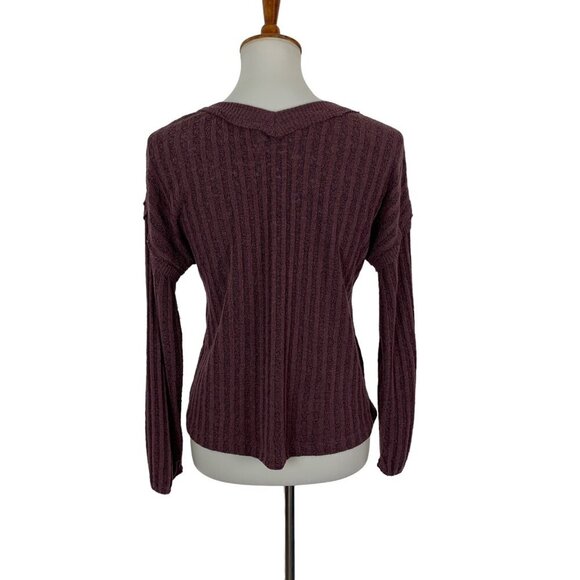 Altar’d State Ribbed Knit V Neck Long Sleeve Pullover Sweater Purple Small - Picture 3 of 5